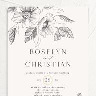 Botanical Floral Wedding Invitations Steel Gray Signature No