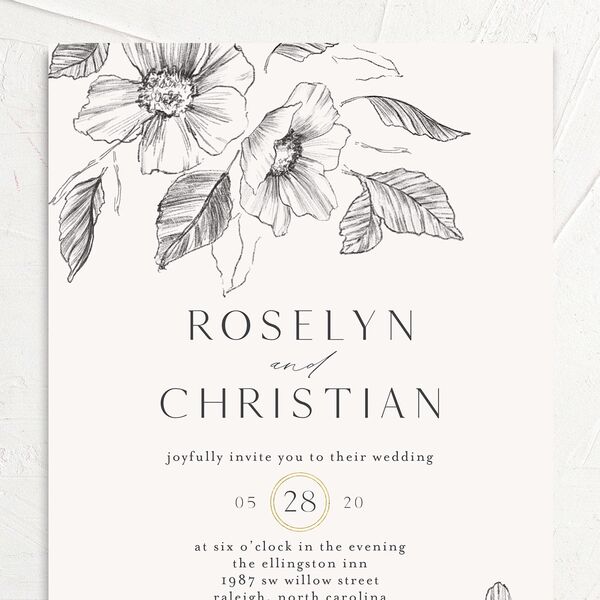 Botanical Floral Wedding Invitations Steel Gray Signature No