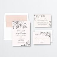 Botanical Floral Wedding Invitations Steel Gray Signature No