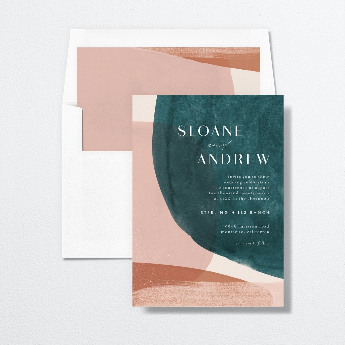 Abstract Watercolor Change the Date Cards Emerald Signature
