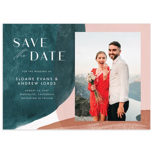Abstract Watercolor Save The Date Cards