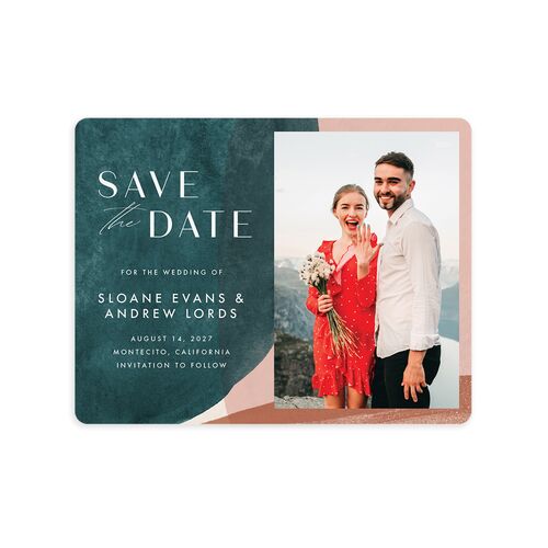 Abstract Watercolor Save The Date Magnets - Teal