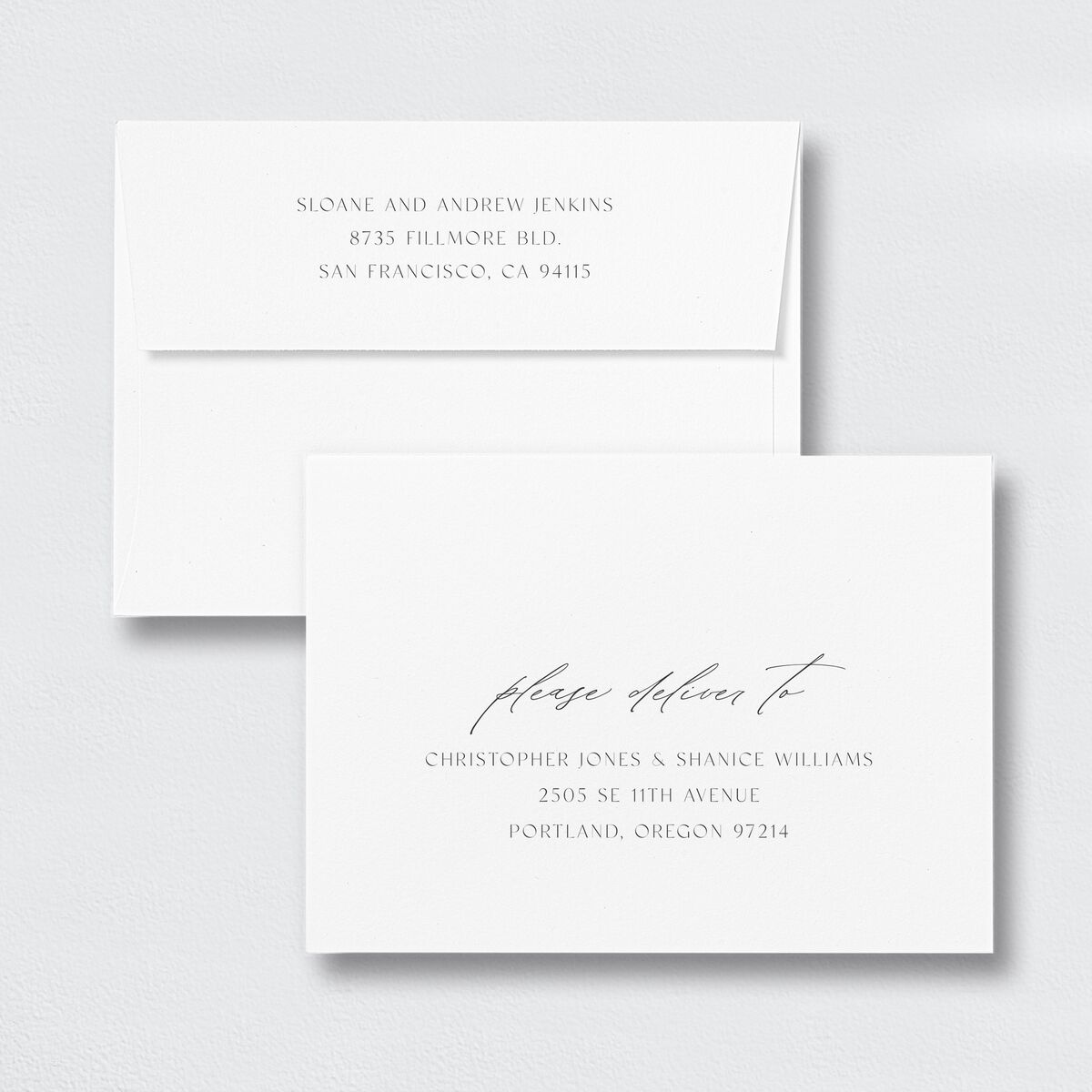 Abstract Watercolor Save the Date Petite Card Envelopes White Standard Emerald Both Recipient and Return Addresses Signature