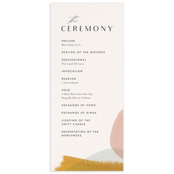 Contemporary Brushstroke Wedding Programs front