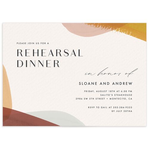 Contemporary Brushstroke Rehearsal Dinner Invitations - 