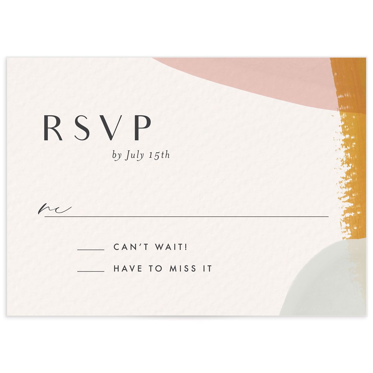 Contemporary Brushstroke Wedding Response Cards front in Gold
