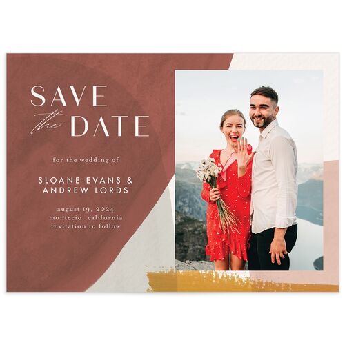 Contemporary Brushstroke Save the Date Cards