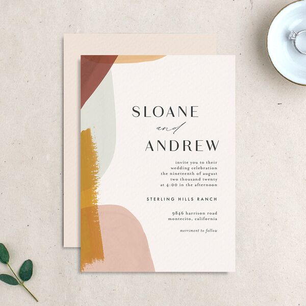 Contemporary Brushstroke Wedding Invitations Dijon Signature No