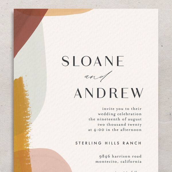 Contemporary Brushstroke Wedding Invitations Dijon Signature No
