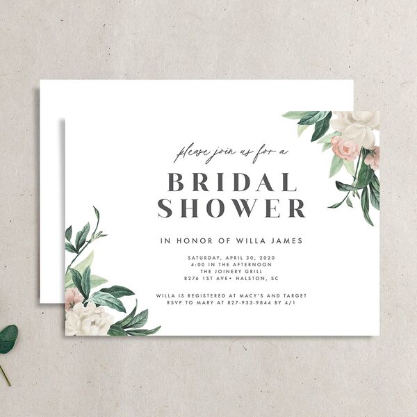 Botanica Bridal Shower Invitations Pure White Signature