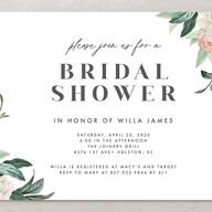 Botanica Bridal Shower Invitations Pure White Signature