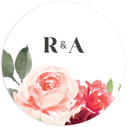 Vibrant Floral Wedding Stickers Raspberry
