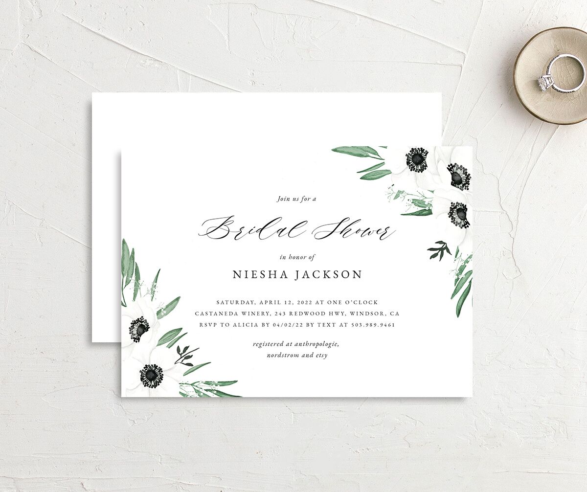 Classic Anemone Bridal Shower Invitations Hunter Green Signature
