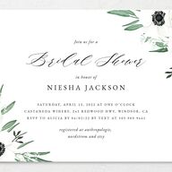 Classic Anemone Bridal Shower Invitations Hunter Green Signature