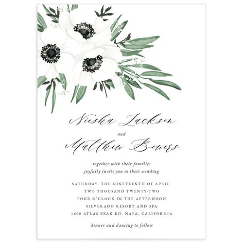 Classic Anemone Wedding Invitations Hunter Green Signature No