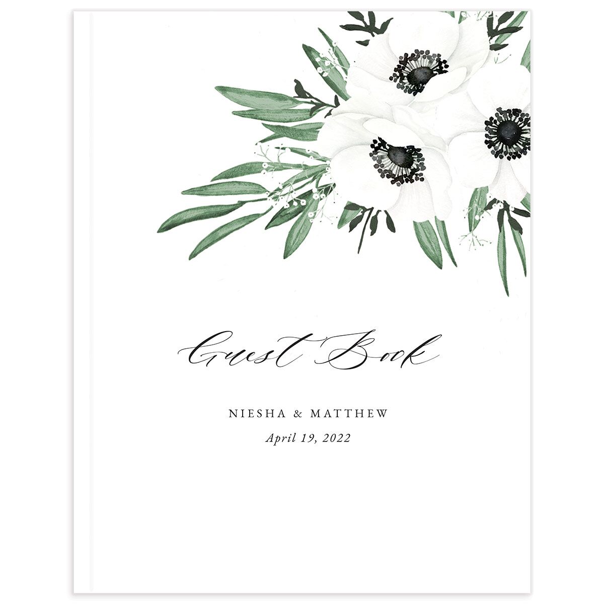Elegant Windflower Wedding Guest Book