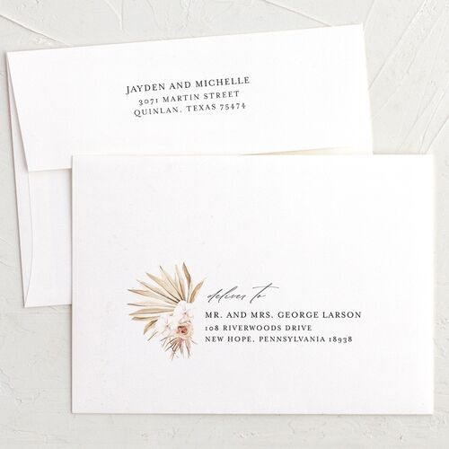 Neutral Bohemian Rehearsal Dinner Invitation Envelopes White Standard Soft Pink Both Recipient and Return Addresses