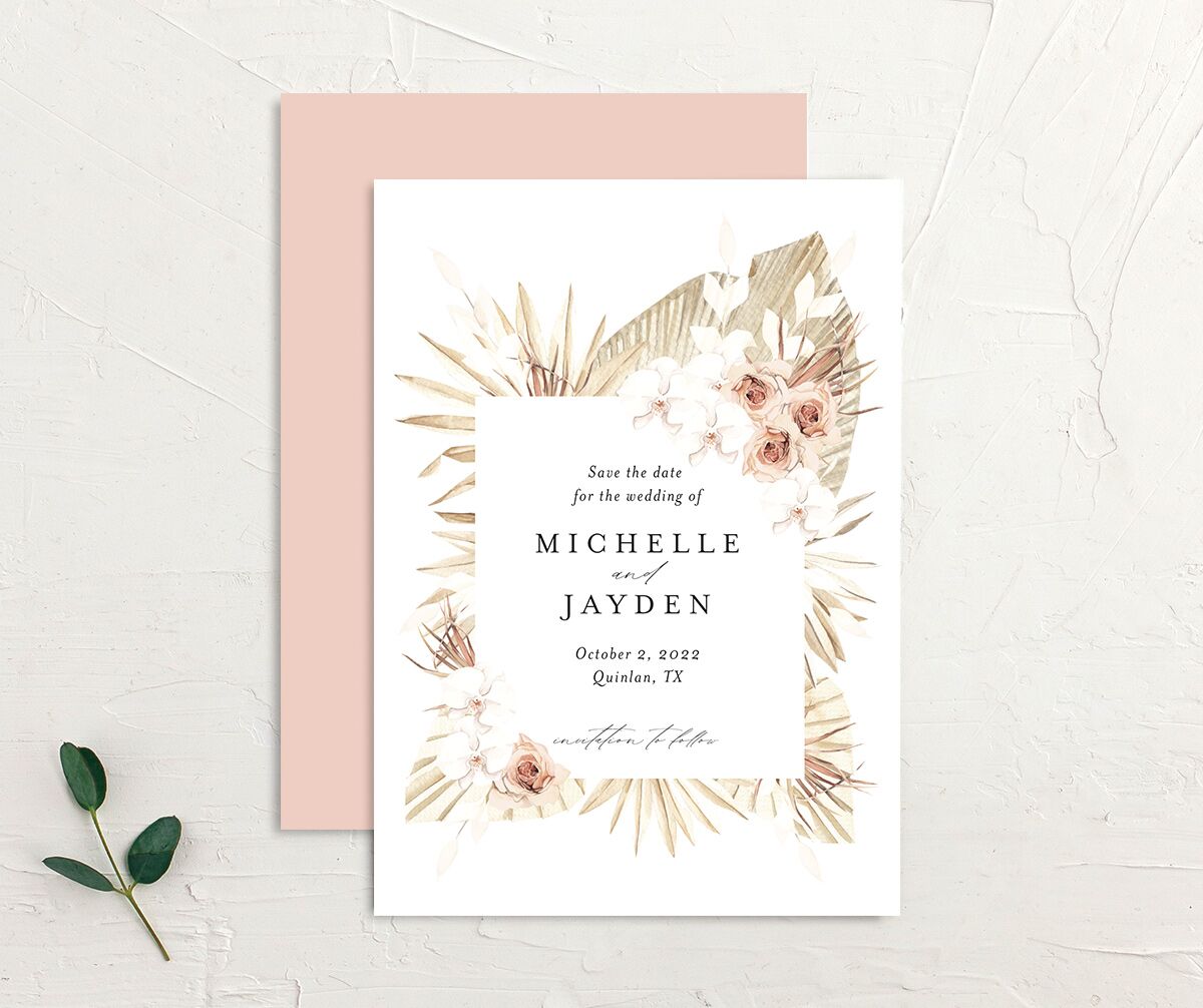 Neutral Bohemian Save the Date Cards Soft Pink Signature smooth No
