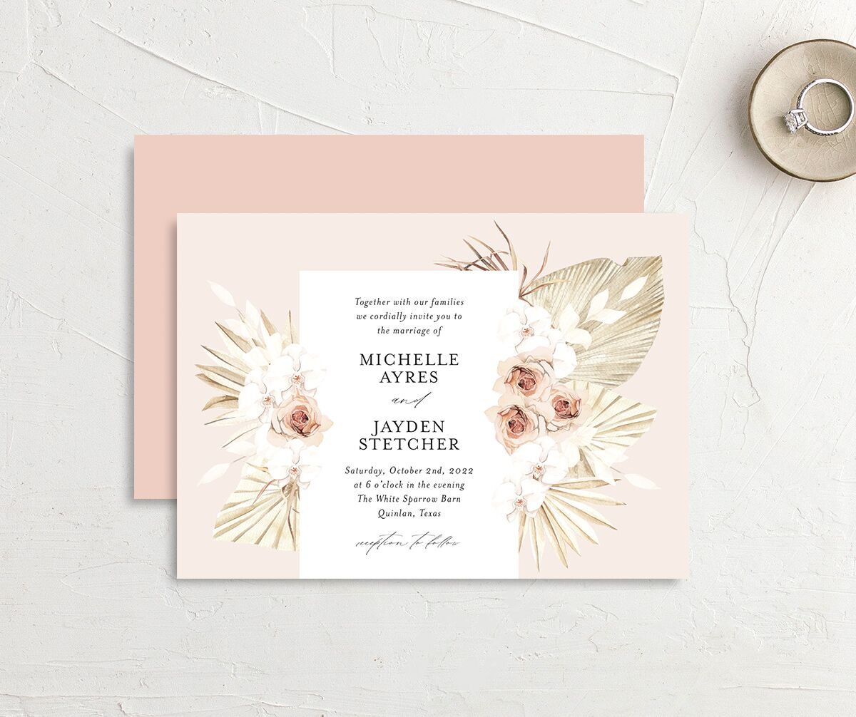 Neutral Bohemian Wedding Invitations Soft Pink Signature No