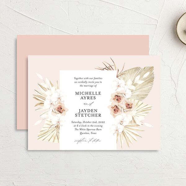 Neutral Bohemian Wedding Invitations Soft Pink Signature No