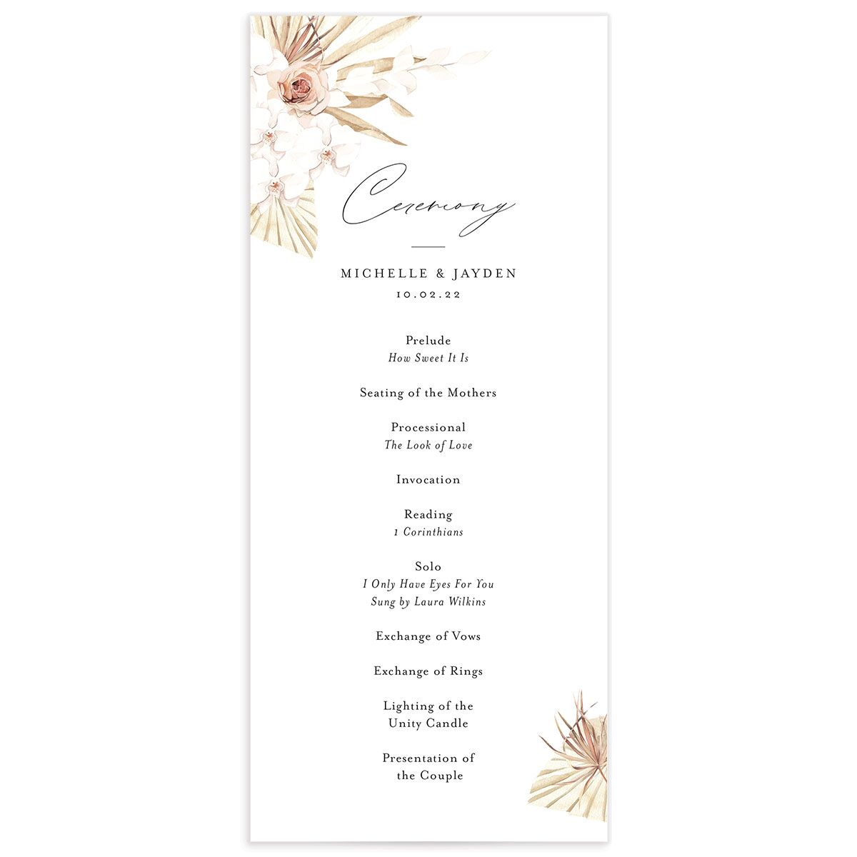 Bohemian Flowers Wedding Programs