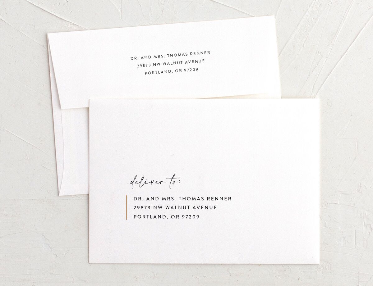 Minimal Chic Rehearsal Dinner Invitation Envelopes White Standard Pure White Both Recipient and Return Addresses Signature