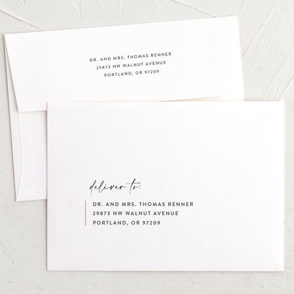 Minimal Chic Rehearsal Dinner Invitation Envelopes White Standard Pure White Both Recipient and Return Addresses Signature