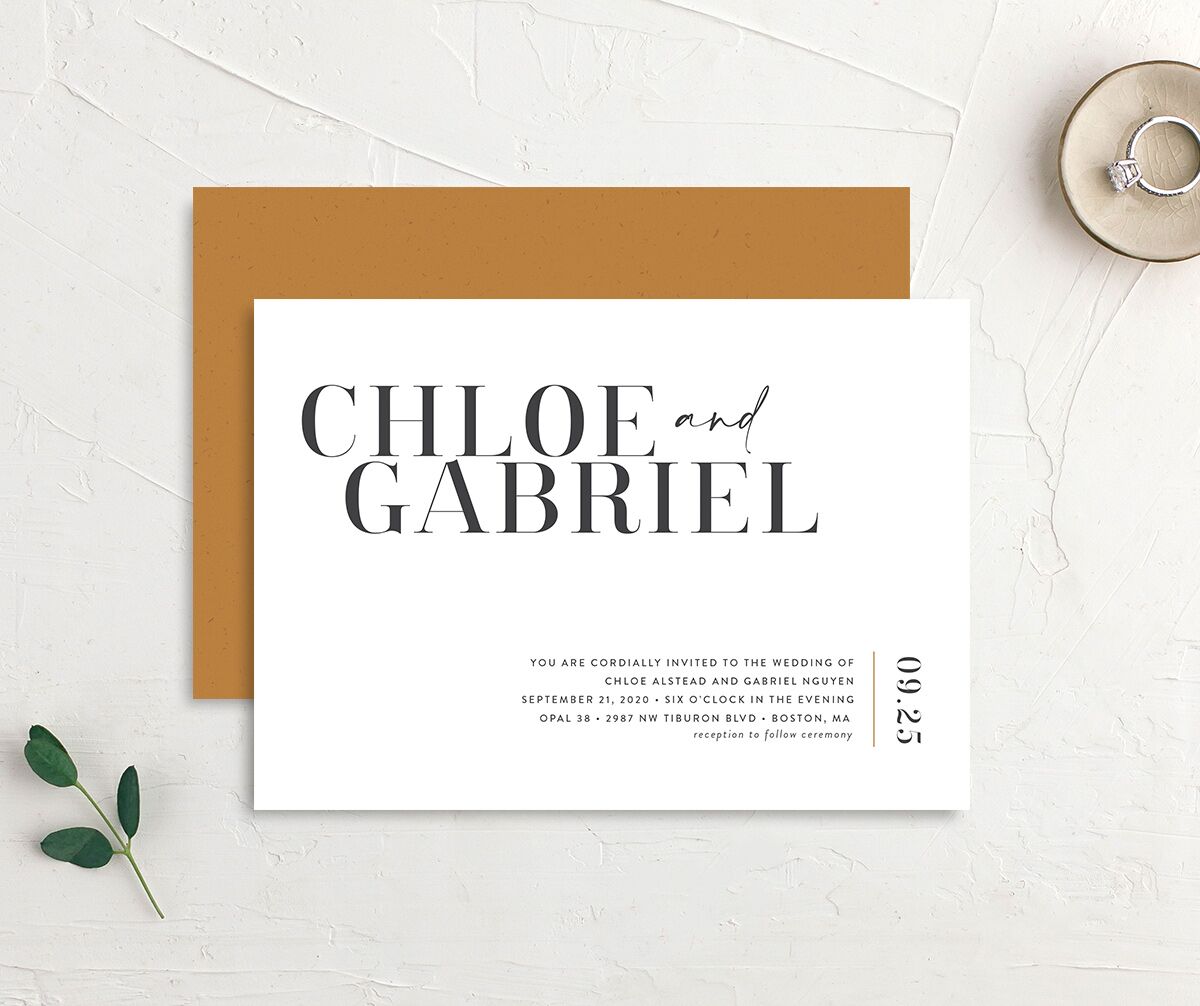 Minimal Chic Wedding Invitations front-and-back in White