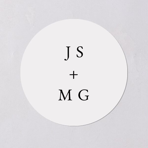Double Frame Wedding Stickers Pure White Circle