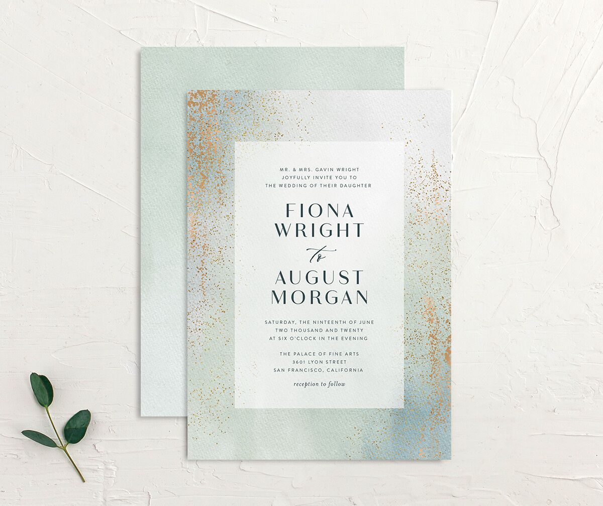 Awash Wedding Invitations front-and-back in green