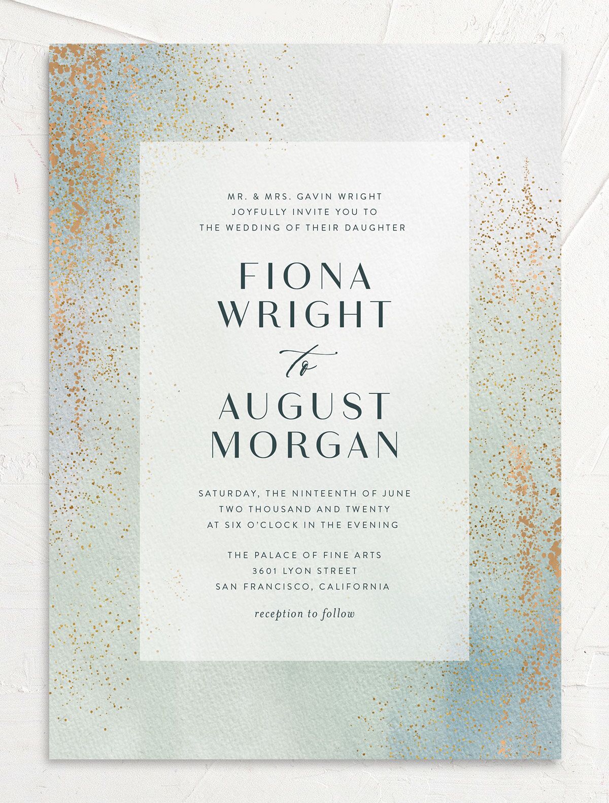 Awash Wedding Invitations front in green
