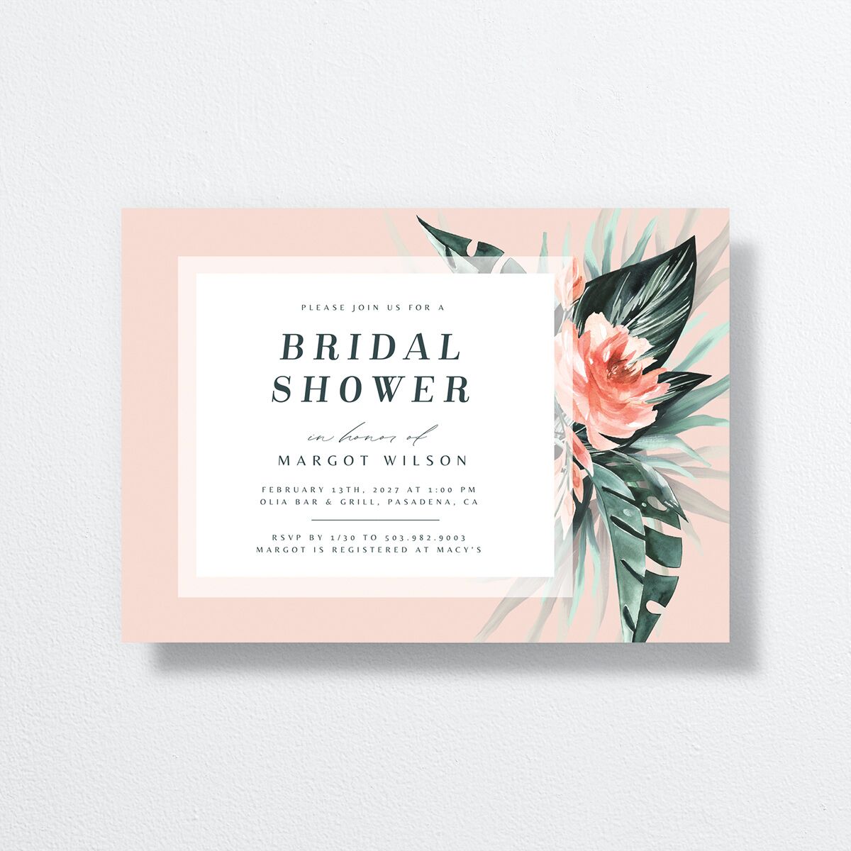 Mod Tropic Bridal Shower Invitations Rose Pink Signature