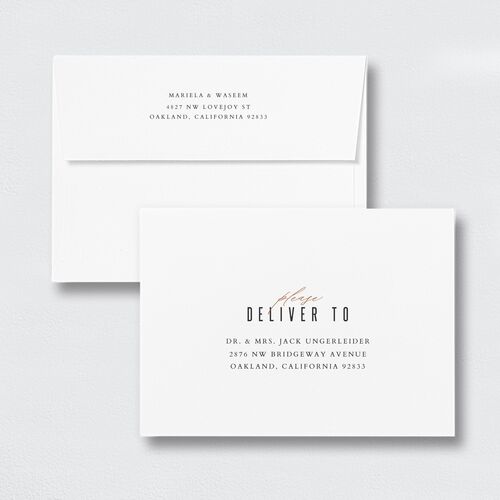 Classic Cascade Rehearsal Dinner Invitation Envelopes White Standard Snow Both Recipient and Return Addresses
