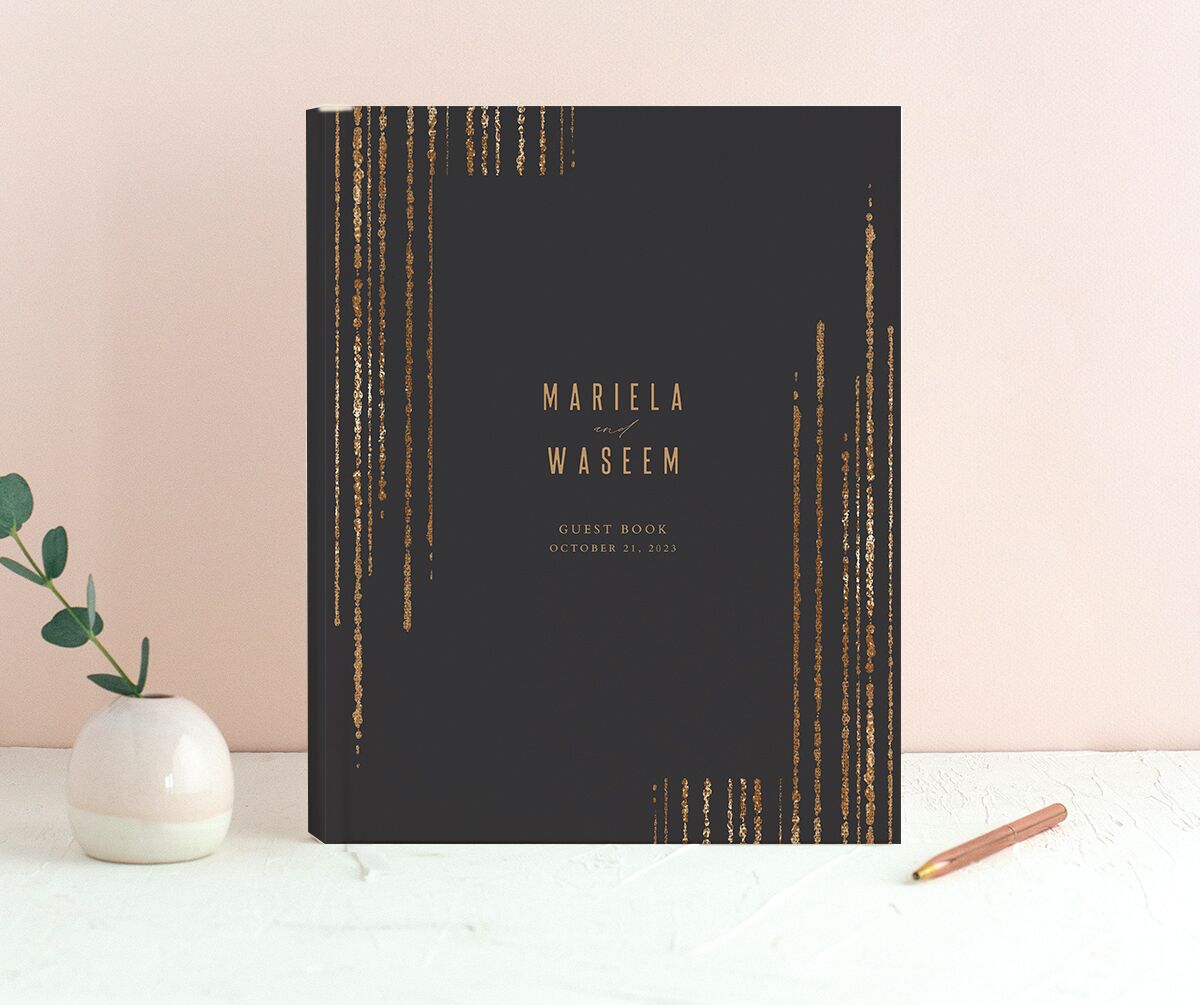 Metallic Glamour Wedding Guest Book front