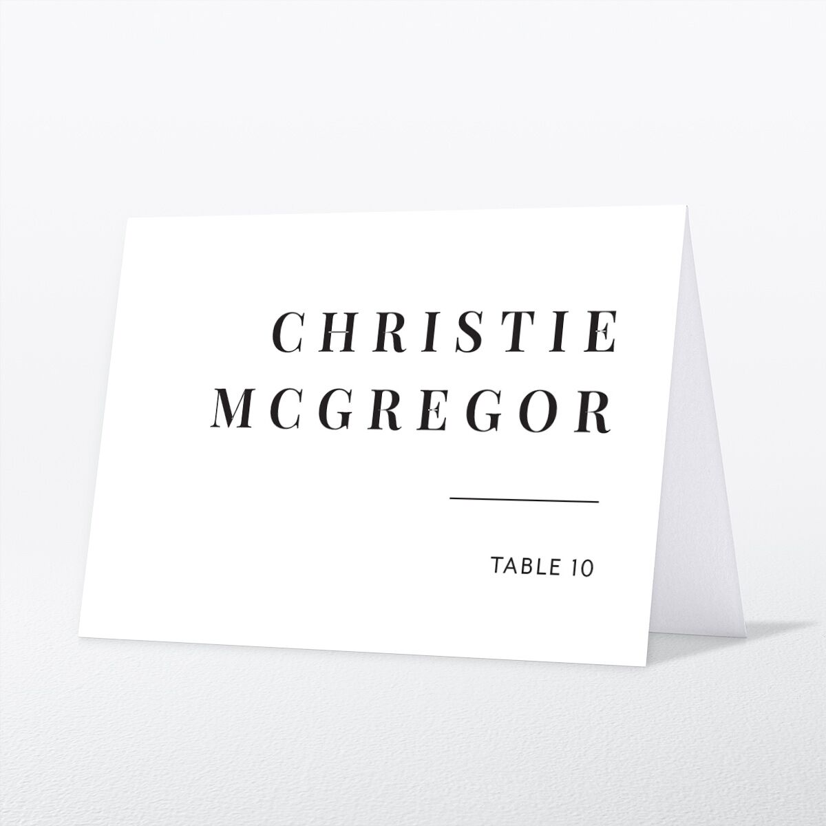 Modern Bodoni Place Cards front in white