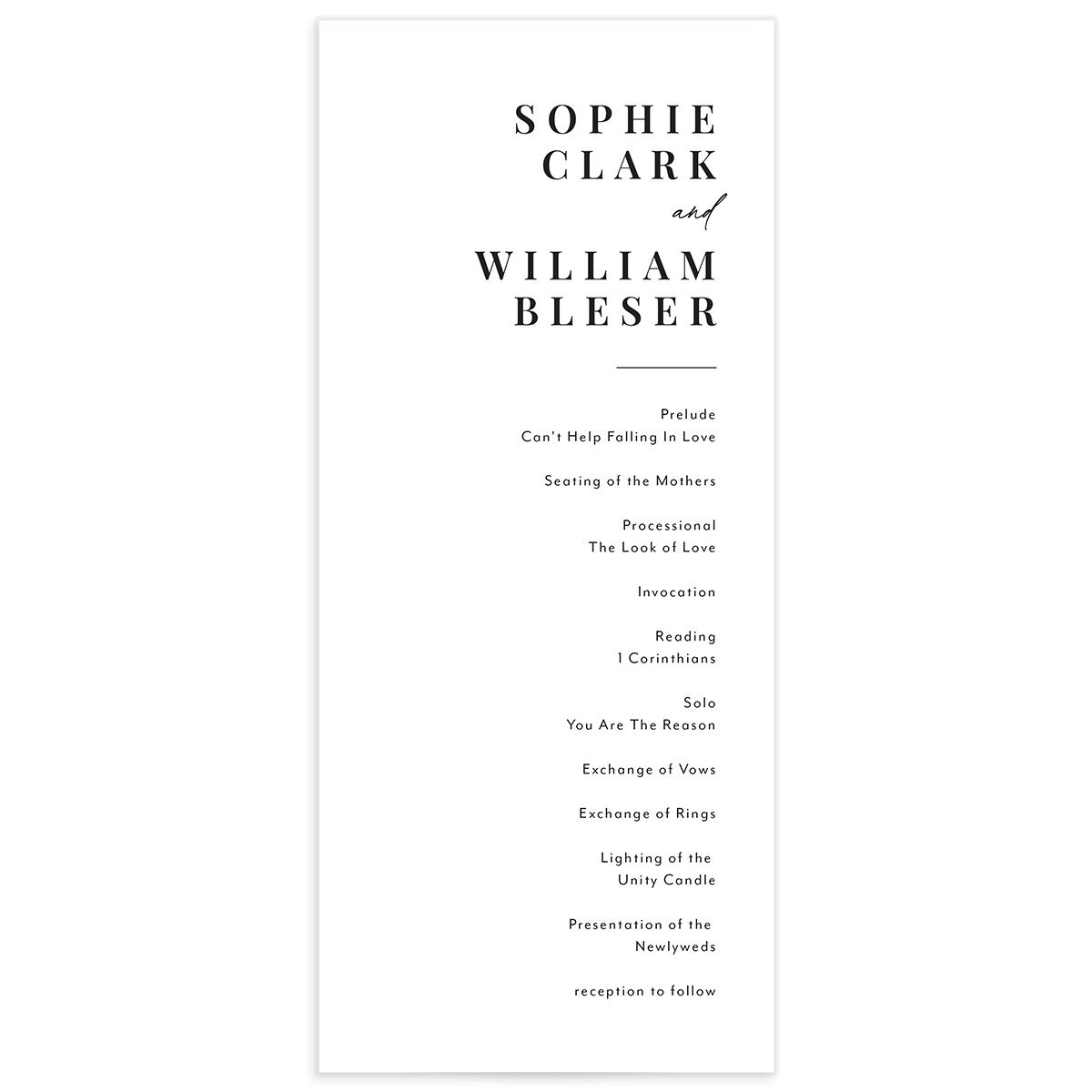 Modern Bodoni Wedding Programs