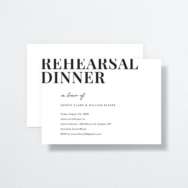 Modern Bodoni Rehearsal Dinner Invitations front-and-back