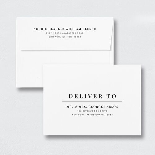 Modern Bodoni Save The Date Card Envelopes White Standard Pure White Both Recipient and Return Addresses