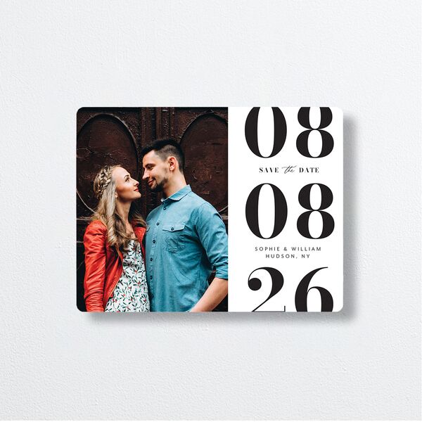 Modern Bodoni Save The Date Magnets front in White