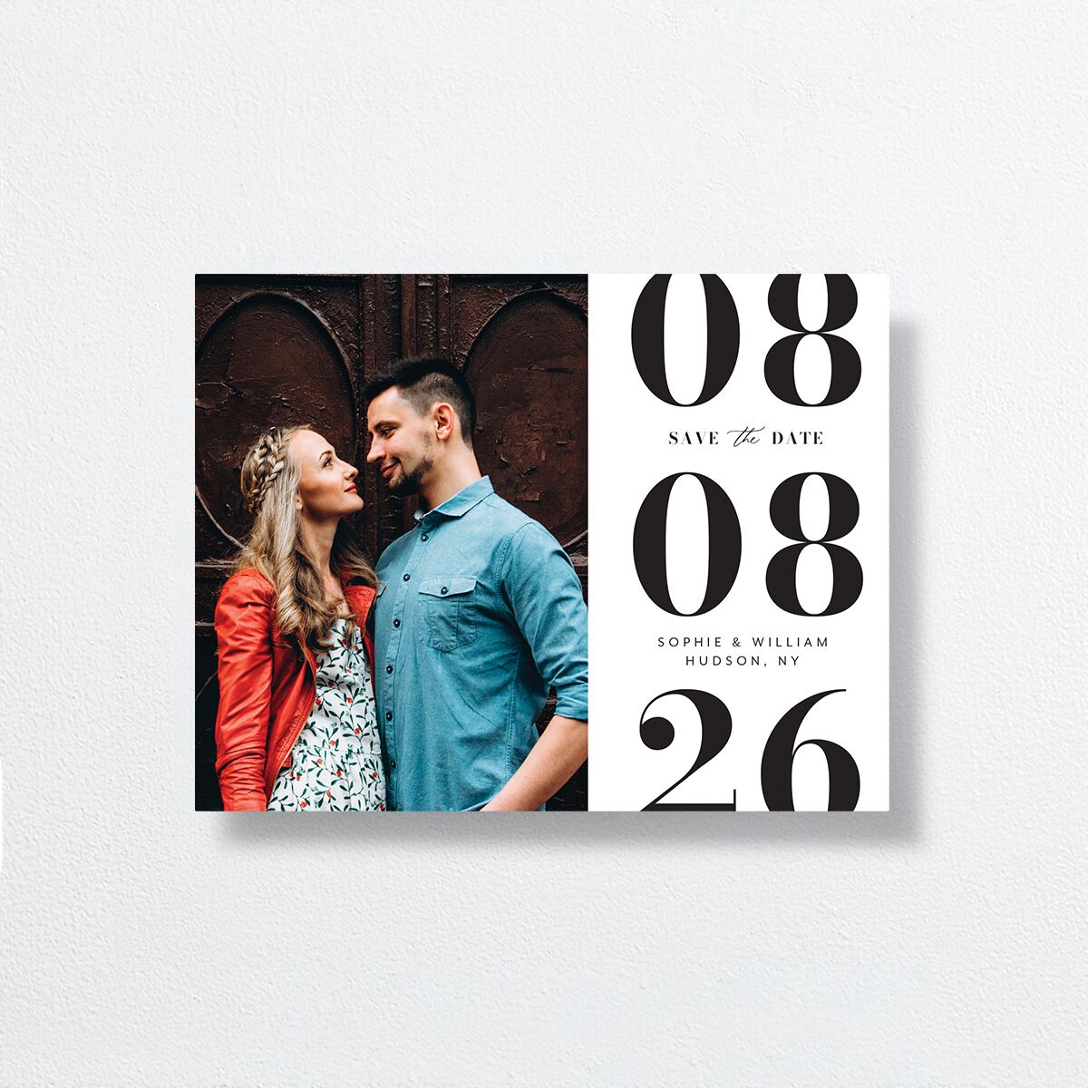 Modern Bodoni Save the Date Petite Cards front in White
