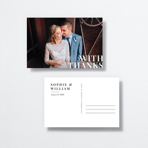 Modern Bodoni Thank You Postcards Pure White