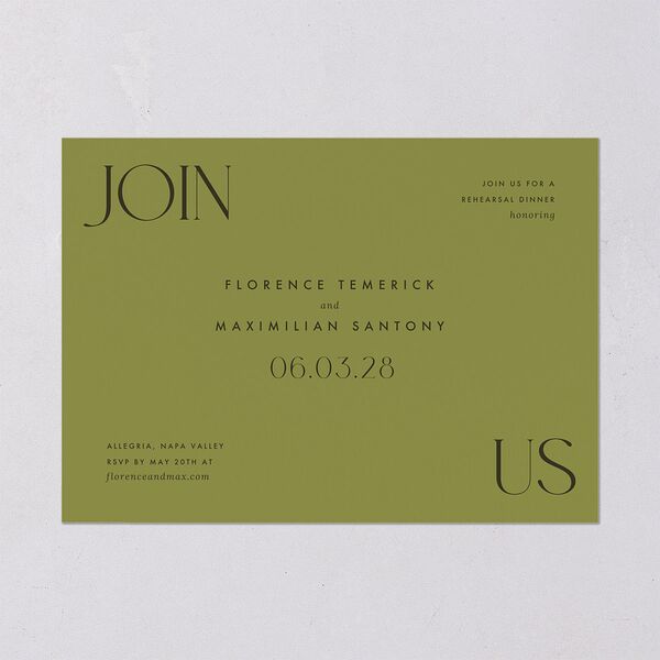 Modern Initials Rehearsal Dinner Invitations Olive Signature Blank Standard