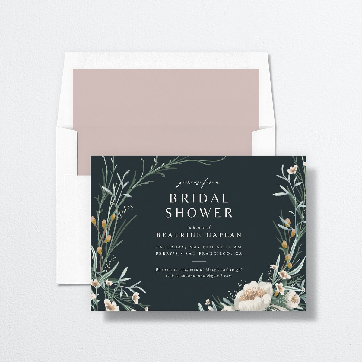 Dark Wreath Bridal Shower Invitations Hunter Green Signature