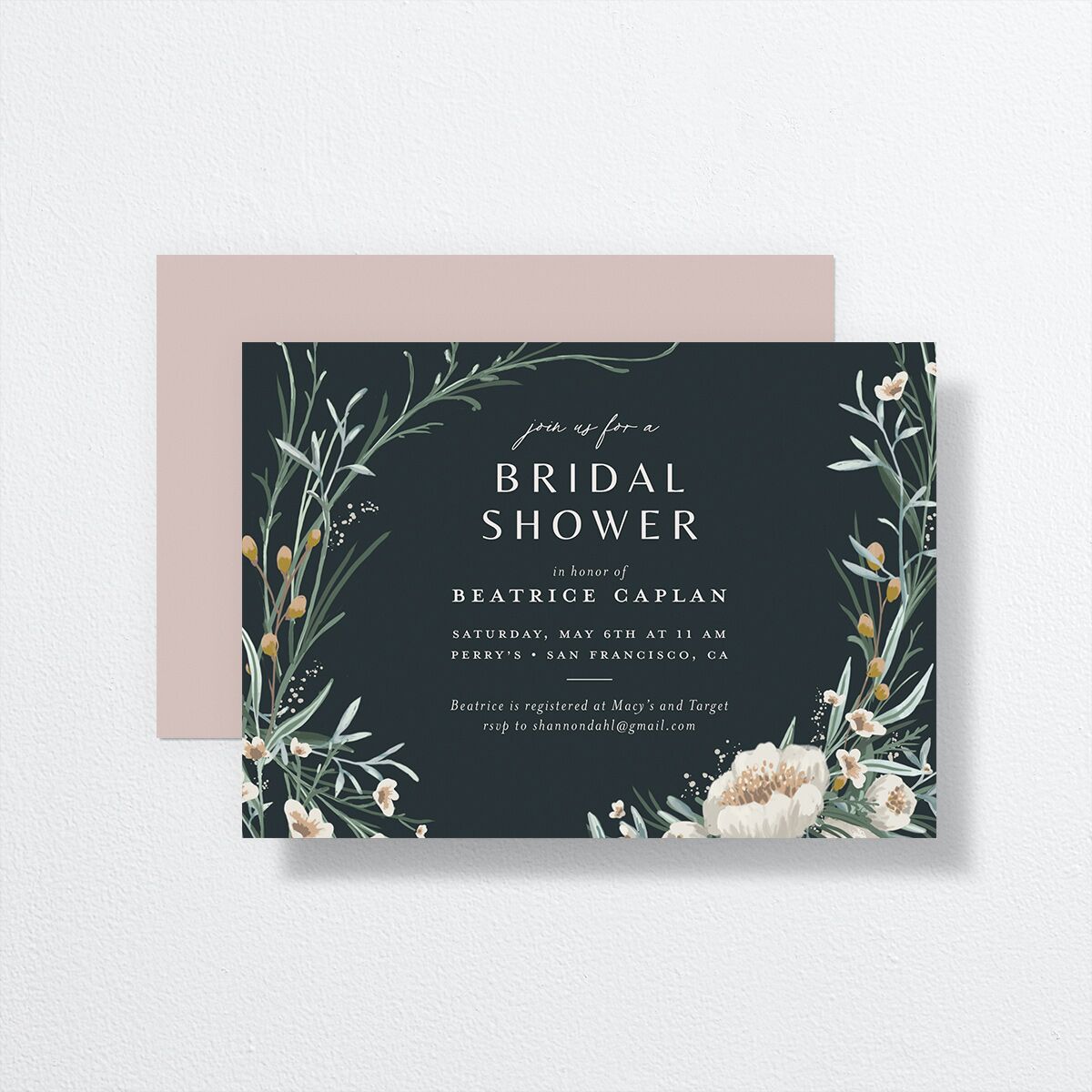 Dark Wreath Bridal Shower Invitations Hunter Green Signature
