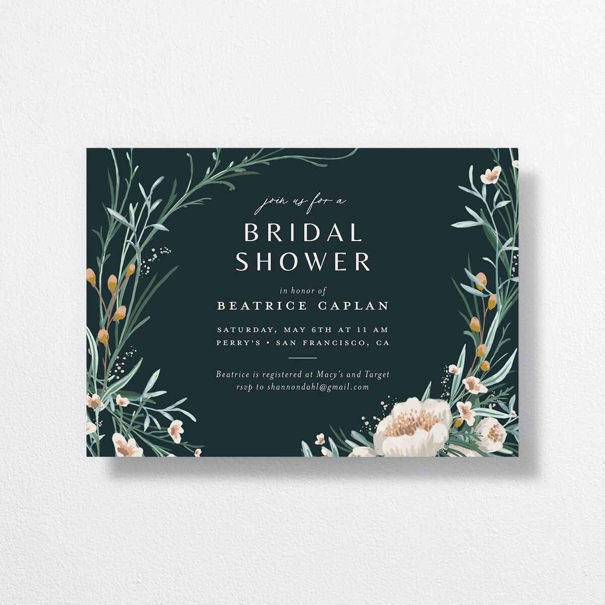 Dark Wreath Bridal Shower Invitations Hunter Green Signature