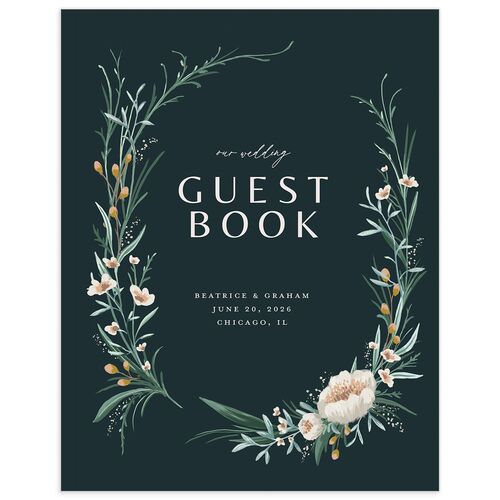 Dark Wreath Wedding Guest Book Hunter Green