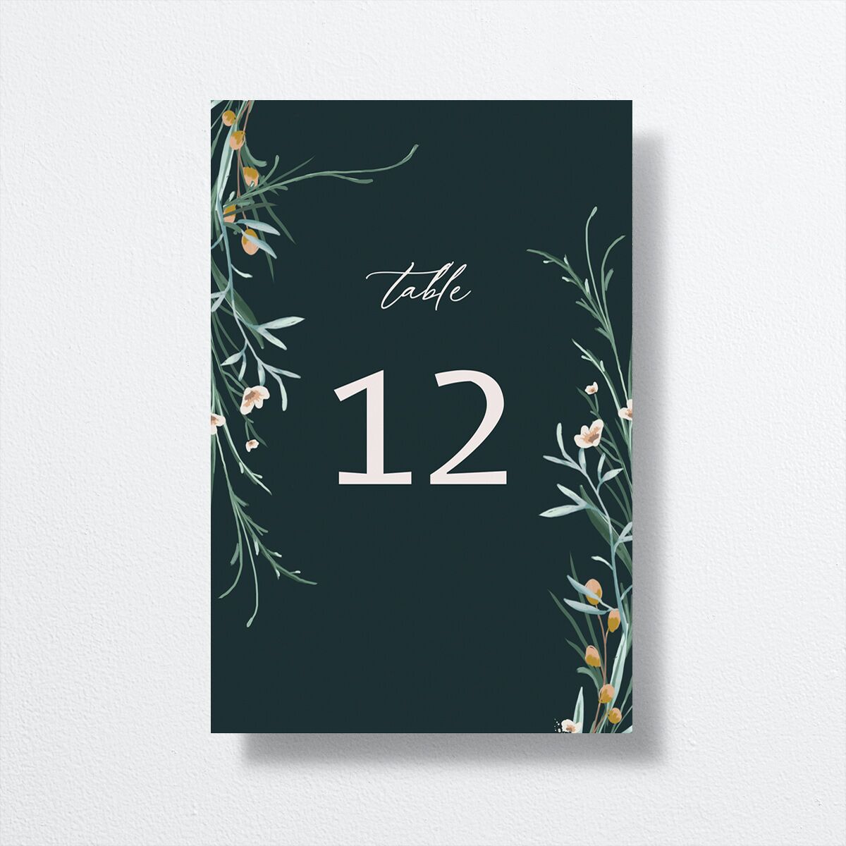 Dark Wreath Table Numbers Hunter Green Signature
