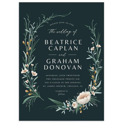 Dark Wreath Wedding Invitations Hunter Green Signature No