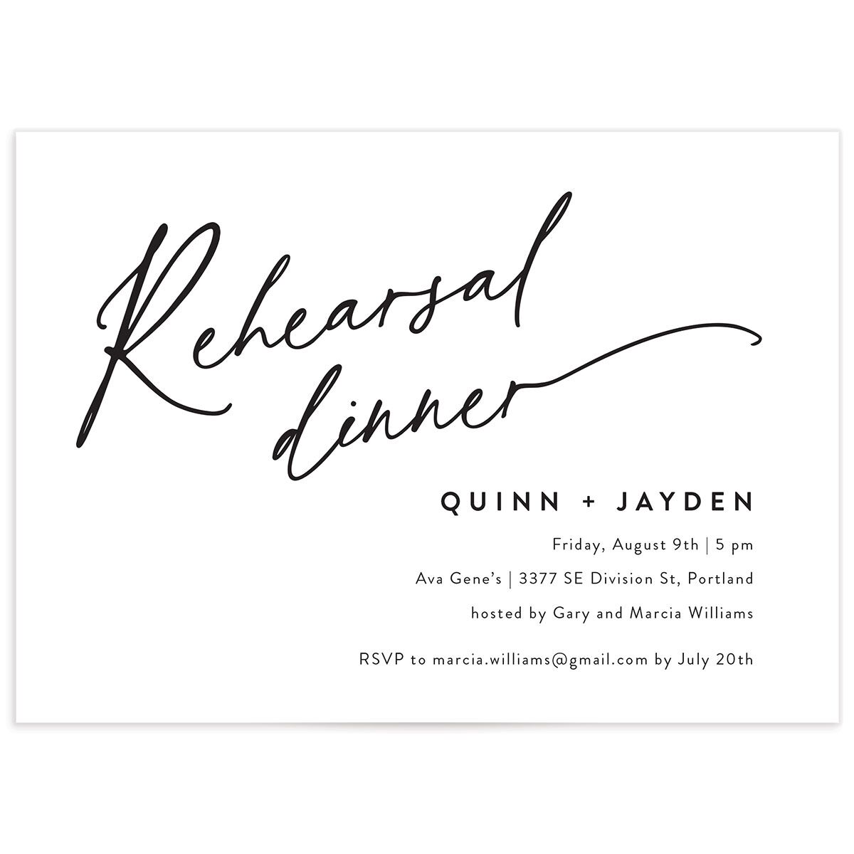 Simply Us Rehearsal Dinner Invitations