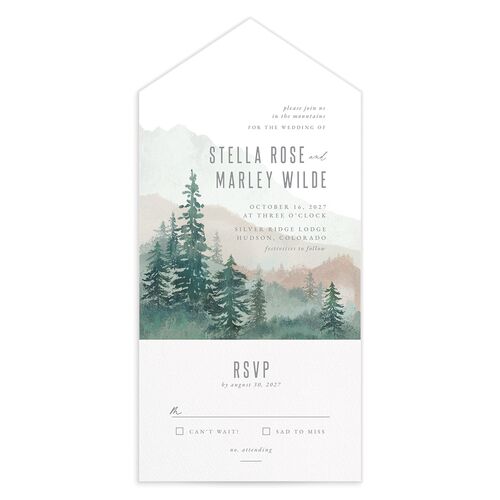 Painted Mountains All-in-One Wedding Invitations - Green